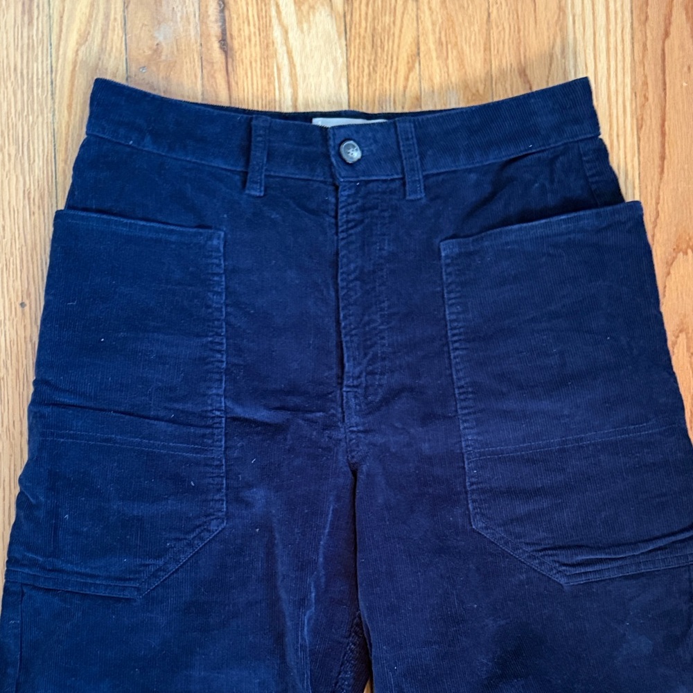 Everlane sz 8 Gardener Wide-Leg Cropped Navy Blue Corduroy Pants great cond - Picture 3 of 7